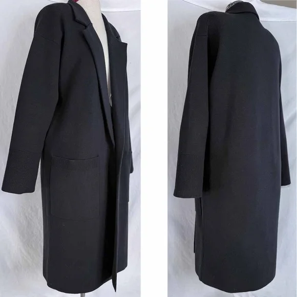 J. Crew Women Small Black Open-Front Long ELLA Sweater Blazer EUC // Fair Trade - Picture 3 of 6